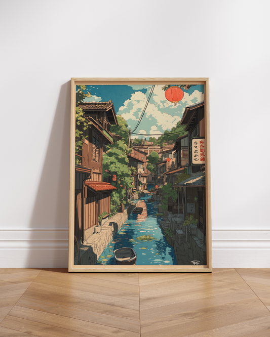 Japanese Village Canal Poster