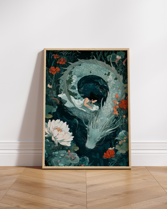 Mystical Dragon & Girl Posters