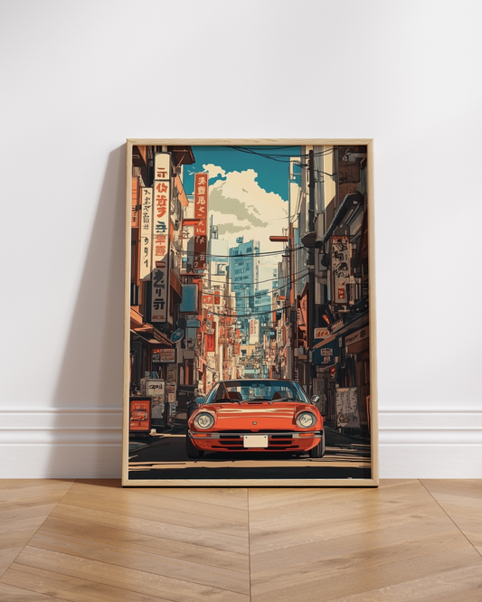 Retro Datsun Z Cityscape Poster