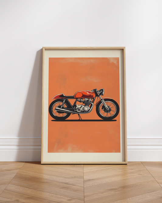 Vintage Cafe Racer Motorcycle Matte Poster