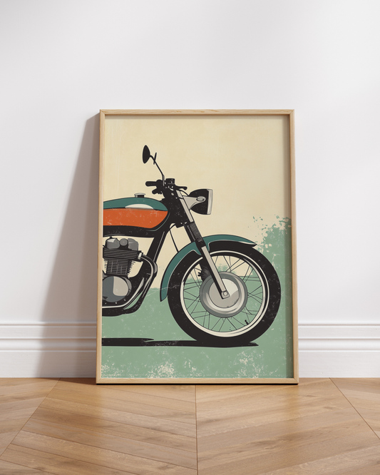 Vintage Cafe Racer Motorcycle Art Poster