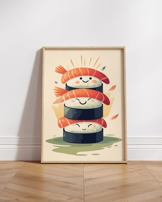Cute Sushi Stack Matte Poster