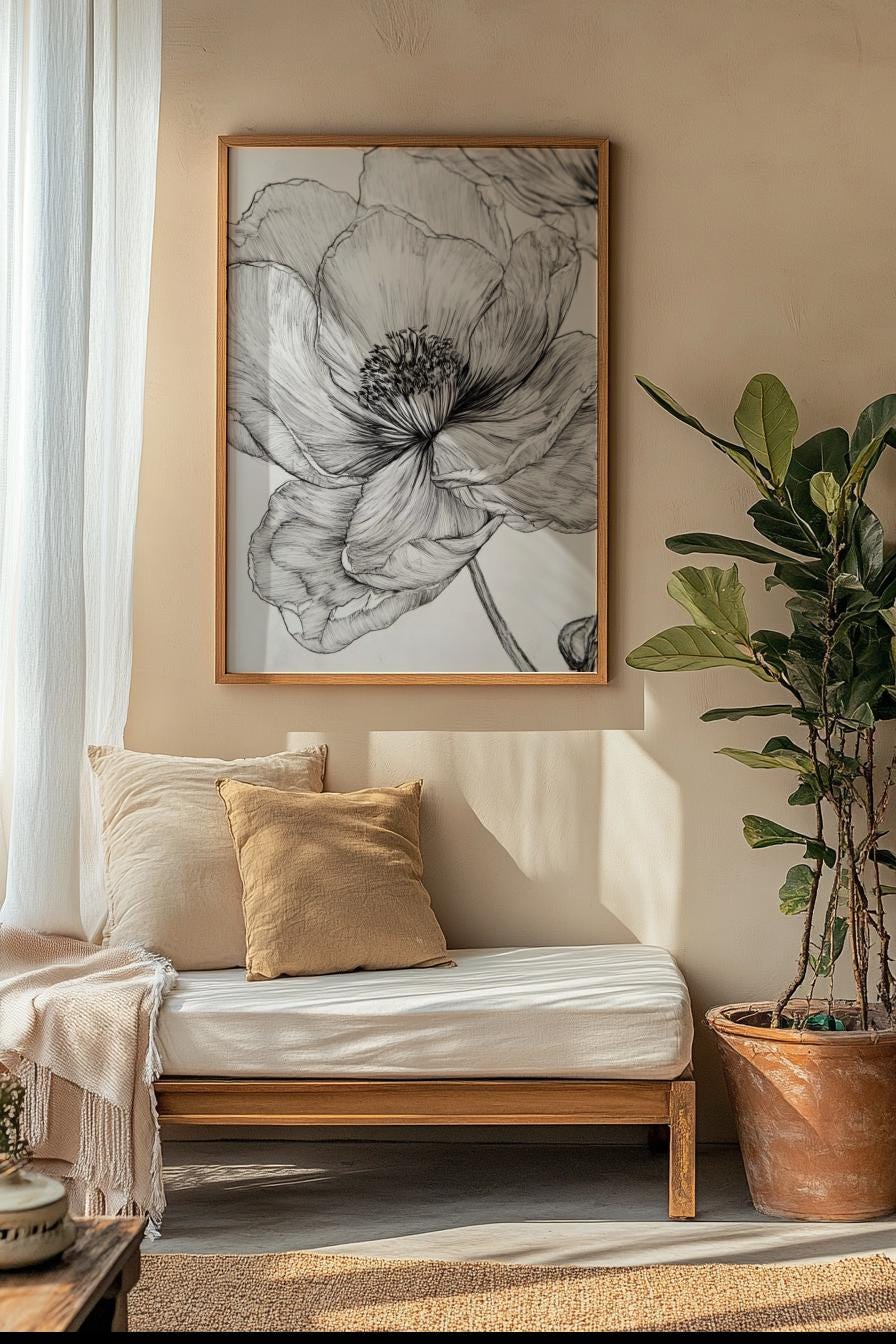 Elegant Floral Matte Vertical Poster, Wall Art Decor, Botanical Art Print, Home Office Decor, Gift for Flower Lovers, Minimalist Design