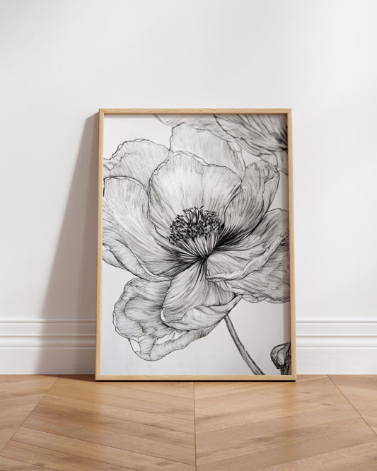 Elegant Floral Matte Vertical Poster, Wall Art Decor, Botanical Art Print, Home Office Decor, Gift for Flower Lovers, Minimalist Design
