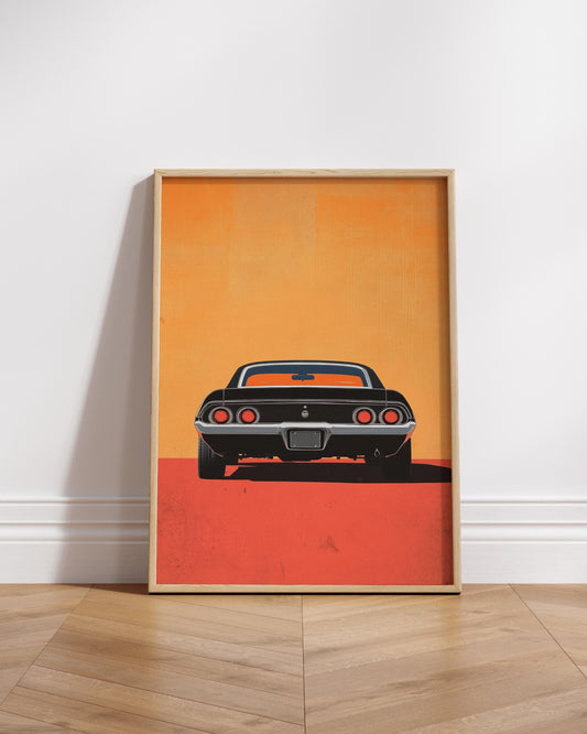 70s Retro Muscle Car Matte Vertical Poster, Vintage Auto Wall Art Print, Classic Car Lover Gift, Home Decor, Garage Decor, Man Cave Art