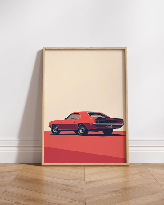 Retro Car Poster Print, Vintage Wall Art Decor, Automotive Gift, Car Enthusiast Decor, Man Cave Artwork, Classic Muscle Car