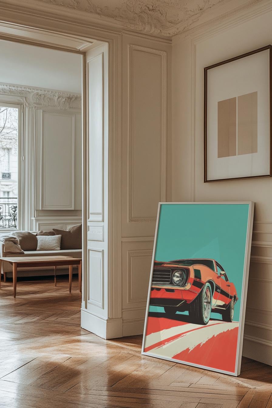 Retro Muscle Car Vertical Poster - Vintage Automotive Decor, Classic Car Wall Art, Gift for Car Enthusiasts, Home Office Decoration, Garage