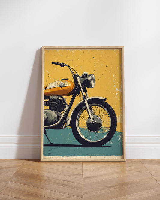 Retro Motorcycle Art Print - Matte Vertical Posters, Vintage Wall Decor, Biker Gifts, Home Office Decoration, Cool Room Accent