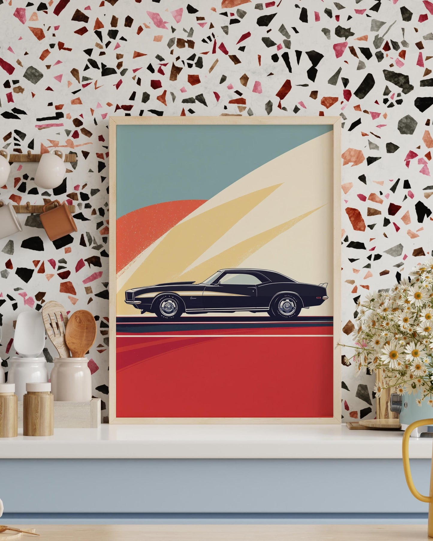 Retro Muscle Car Wall Art Print, Vintage Poster for Car Enthusiasts, Perfect Gift for Automotive Lovers, Home Decor
