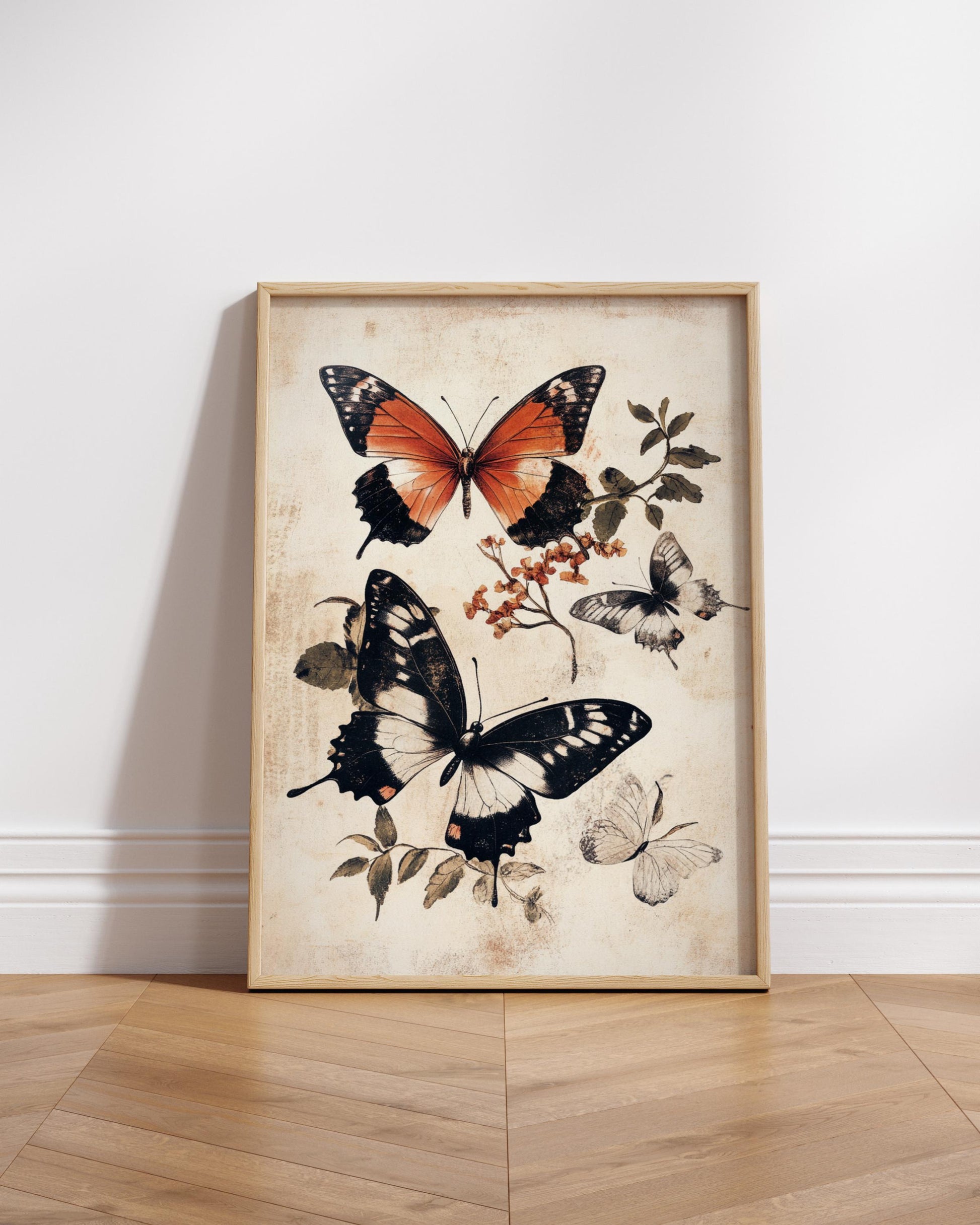 Vintage Butterfly Wall Art, Matte Vertical Posters for Home Decor, Nature-Inspired Artwork for Gifts, Eco-Friendly Art Prints