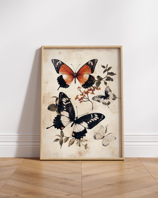 Vintage Butterfly Wall Art, Matte Vertical Posters for Home Decor, Nature-Inspired Artwork for Gifts, Eco-Friendly Art Prints