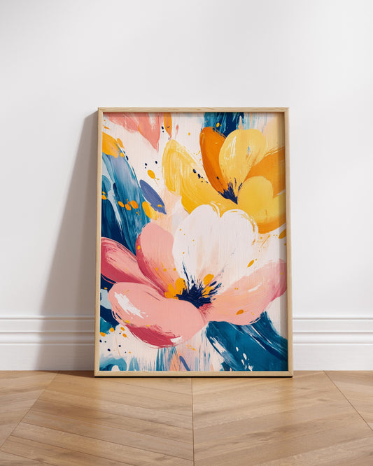 Floral Boho Matte Vertical Posters, Vibrant Flower Art for Home Decor, Colorful Wall Art, Floral Print for Gift, Nursery Wall Art