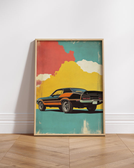 Retro Muscle Car Poster - Matte Vertical Posters for Car Lovers, Vintage Car Art Print, Garage Decor, Man Cave Wall Hanging, Classic Car