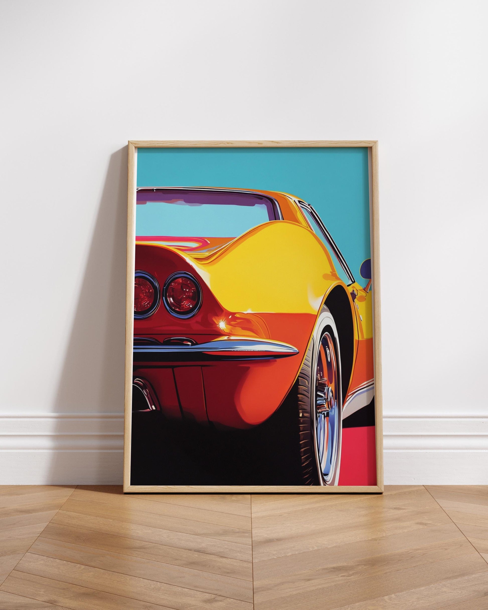 Corvette Inspired Retro Matte Poster, Wall Art for Auto Enthusiasts, Vintage Home Decor, Gift for Car Lovers, Collectible Prints