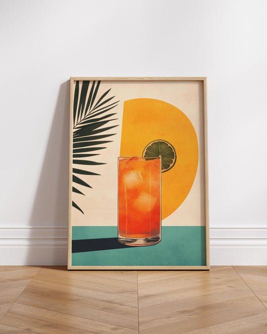 Tropical Drink Art Print, Vibrant Summer Poster, Wall Decor, Kitchen Art, Gift for Housewarming, Vacation Vibes