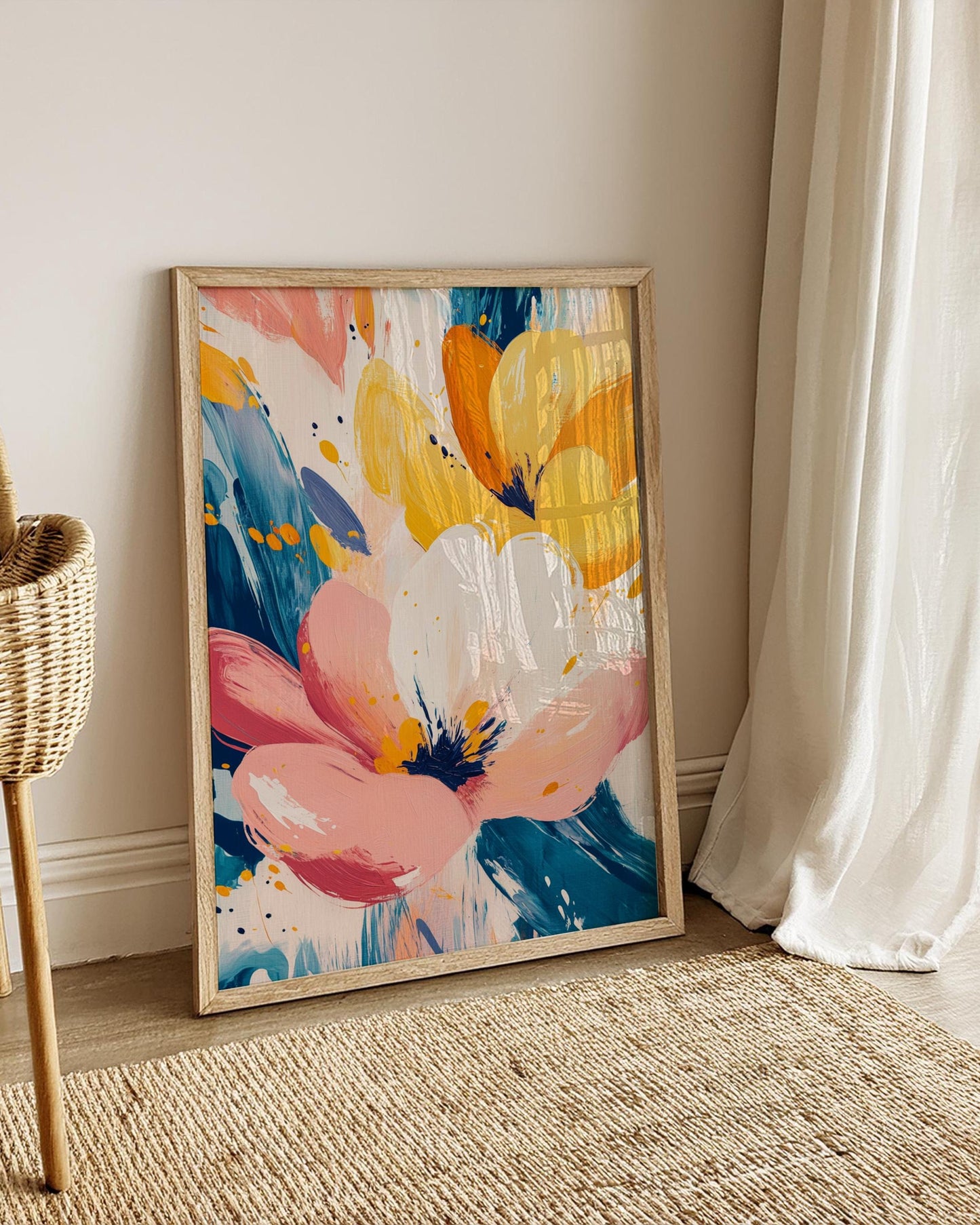 Floral Boho Matte Vertical Posters, Vibrant Flower Art for Home Decor, Colorful Wall Art, Floral Print for Gift, Nursery Wall Art