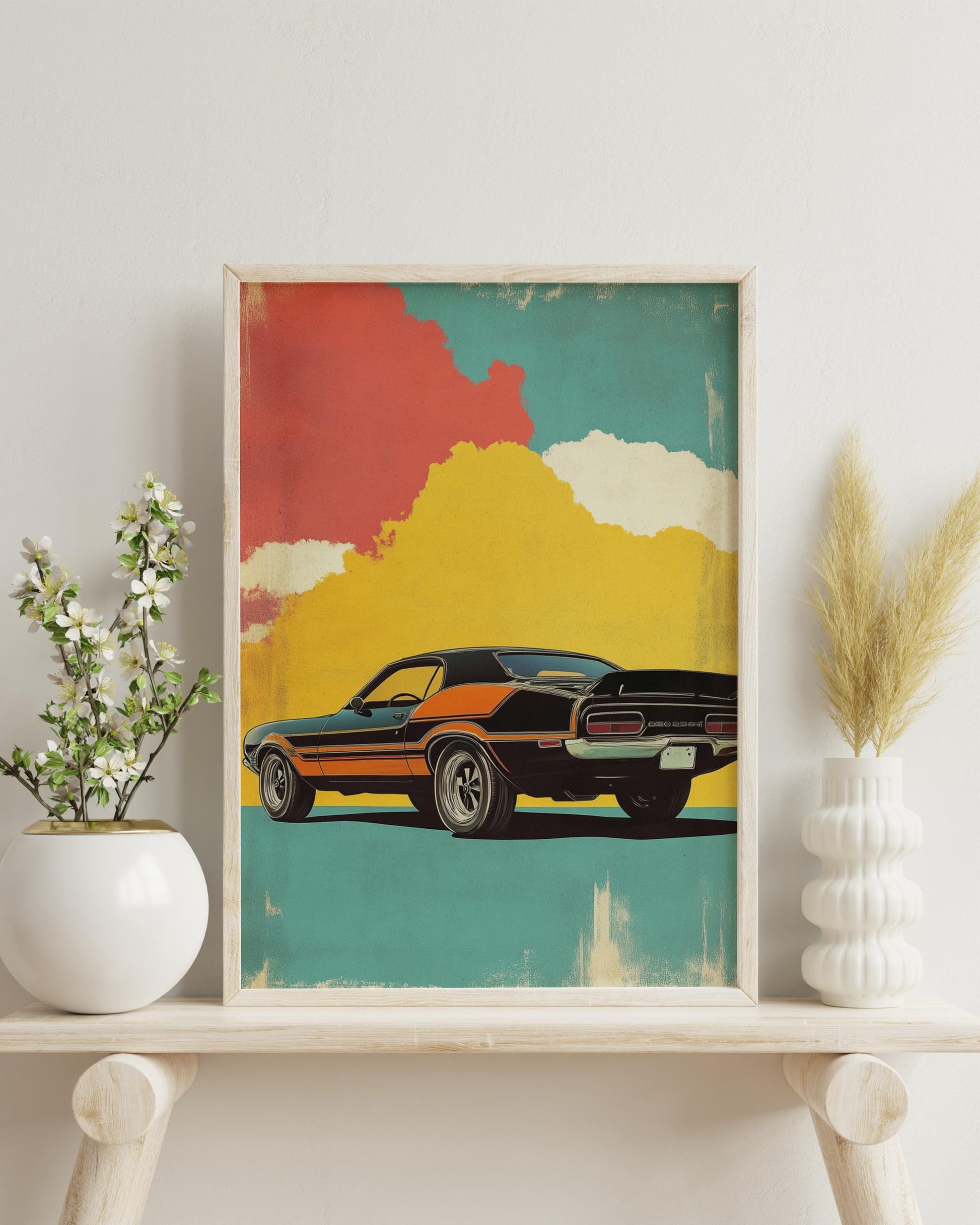 Retro Muscle Car Poster - Matte Vertical Posters for Car Lovers, Vintage Car Art Print, Garage Decor, Man Cave Wall Hanging, Classic Car