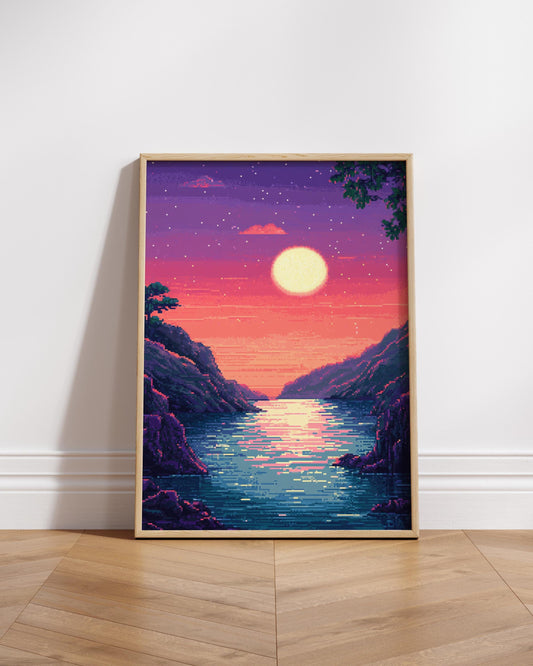 Serene Sunset Matte Vertical Posters, Art Print, Wall Decor, Gift for Nature Lovers, Vintage Aesthetic for Home