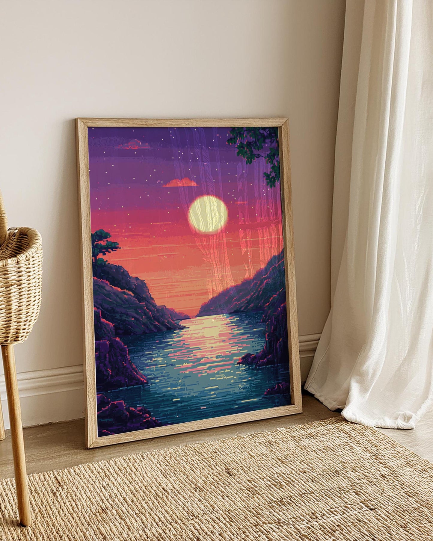 Serene Sunset Matte Vertical Posters, Art Print, Wall Decor, Gift for Nature Lovers, Vintage Aesthetic for Home