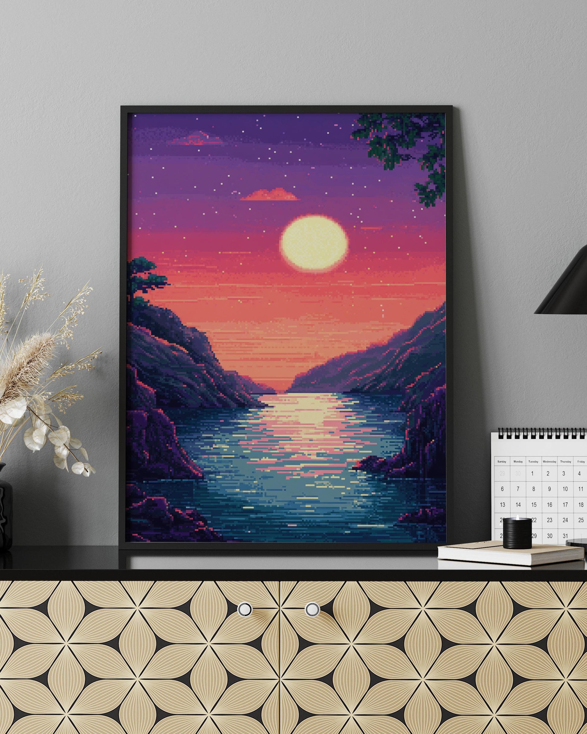 Serene Sunset Matte Vertical Posters, Art Print, Wall Decor, Gift for Nature Lovers, Vintage Aesthetic for Home