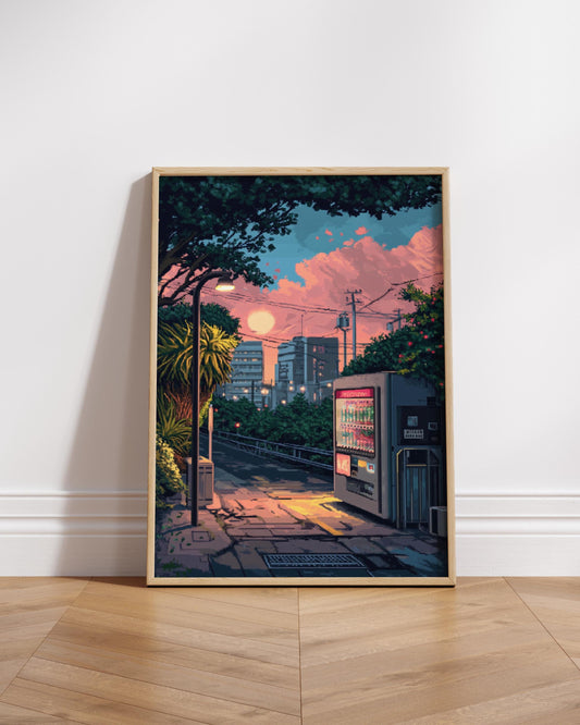 Vintage Aesthetic Matte Vertical Posters, Urban Sunset Art, Retro Room Decor, Gifts for Home, Wall Art Print, Cityscape Decor