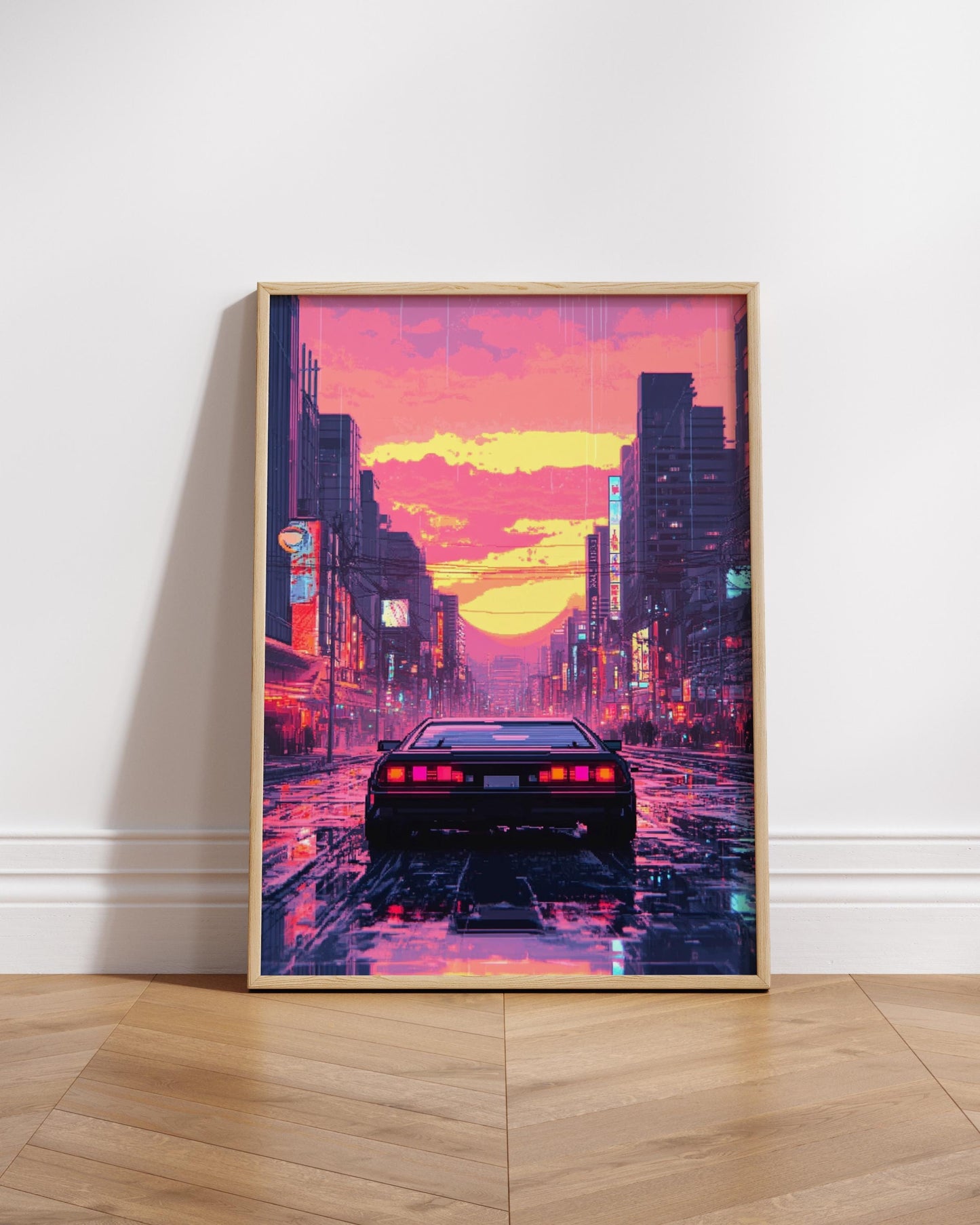 Retro Neon City Poster | Matte Vertical Posters, Wall Art, Home Decor, 80s Vintage Vibe, Gift Idea, Cyberpunk Aesthetic