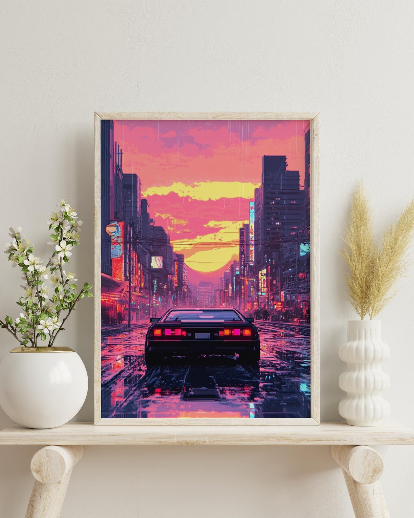 Retro Neon City Poster | Matte Vertical Posters, Wall Art, Home Decor, 80s Vintage Vibe, Gift Idea, Cyberpunk Aesthetic