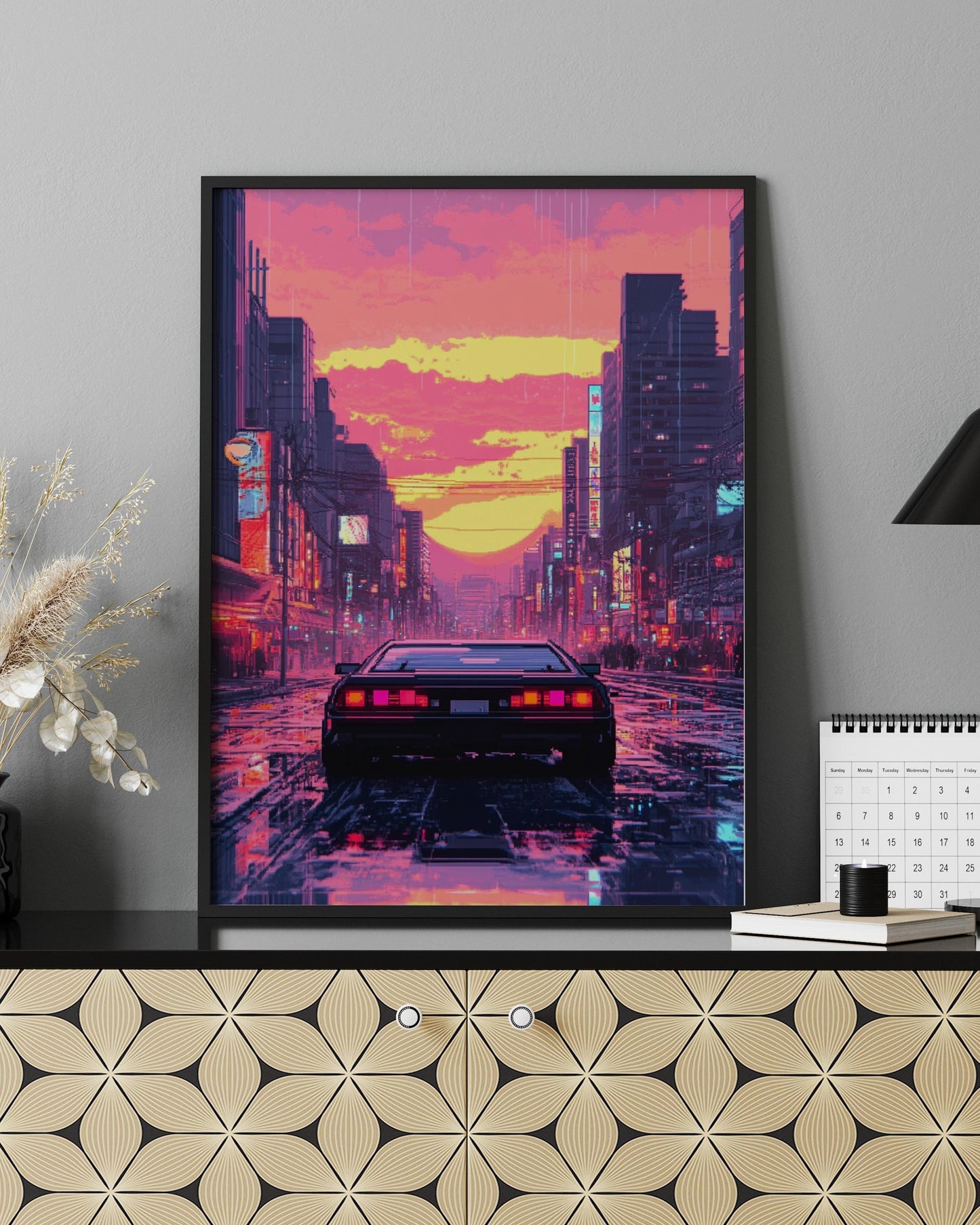 Retro Neon City Poster | Matte Vertical Posters, Wall Art, Home Decor, 80s Vintage Vibe, Gift Idea, Cyberpunk Aesthetic