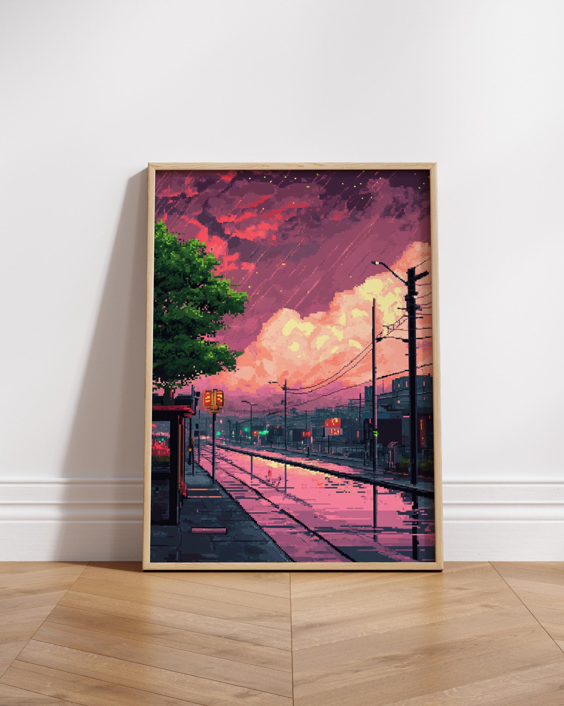 Vibrant 8-Bit Matte Posters, Retro Cityscape Wall Art, Aesthetic Room Decor, Retro Posters for Home, Unique Gift Idea
