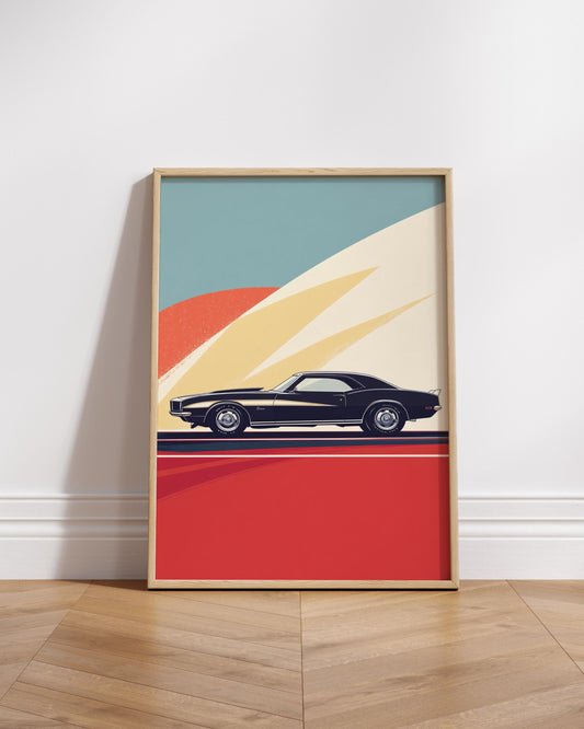 Retro Muscle Car Wall Art Print, Vintage Poster for Car Enthusiasts, Perfect Gift for Automotive Lovers, Home Decor