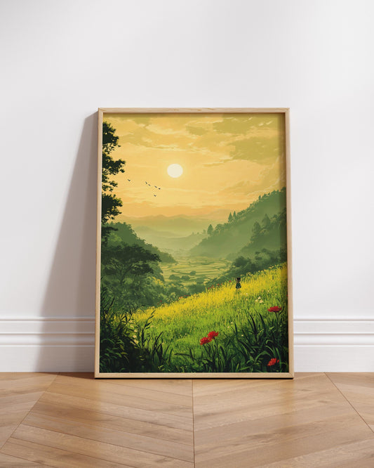 Serenity Landscape Art Poster, Nature Art Print, Home Decor, Gift for Nature Lovers, Wall Art, Relaxing Scene Decoration