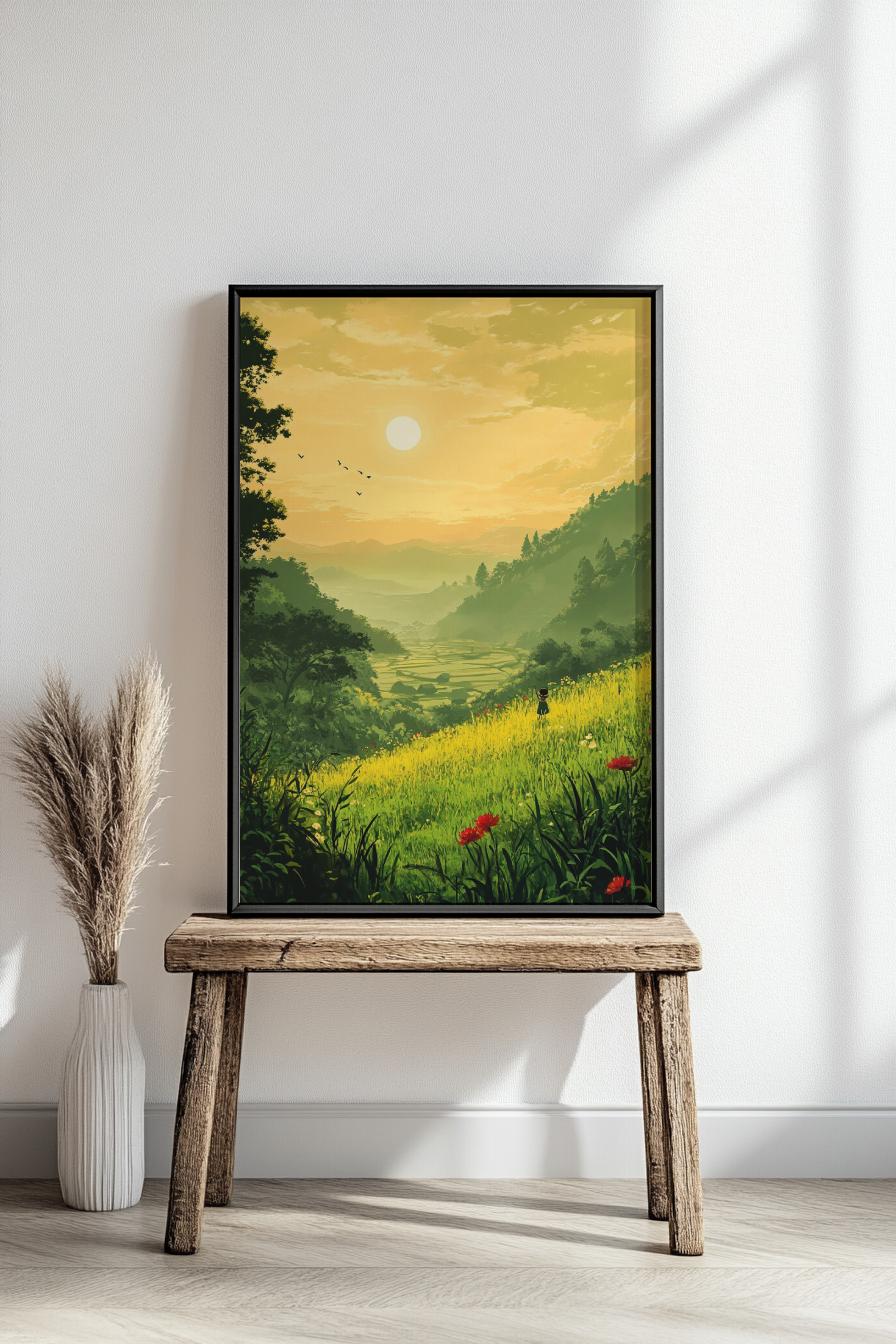 Serenity Landscape Art Poster, Nature Art Print, Home Decor, Gift for Nature Lovers, Wall Art, Relaxing Scene Decoration