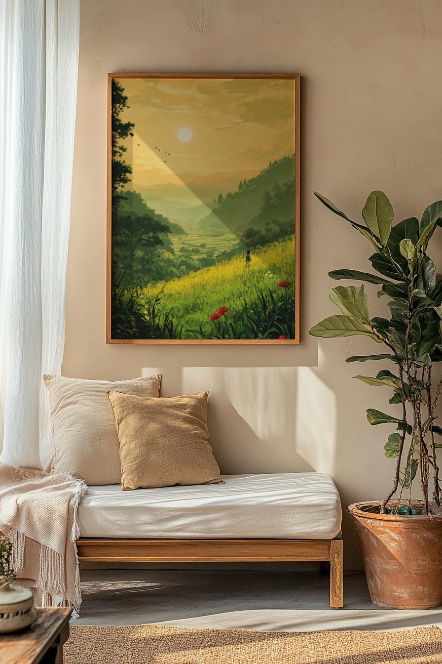 Serenity Landscape Art Poster, Nature Art Print, Home Decor, Gift for Nature Lovers, Wall Art, Relaxing Scene Decoration