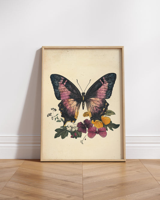 Botanical Butterfly Poster, Vintage Wall Art, Nature Decor, Eco-Friendly Home, Gift for Nature Lovers, Insect Aesthetic