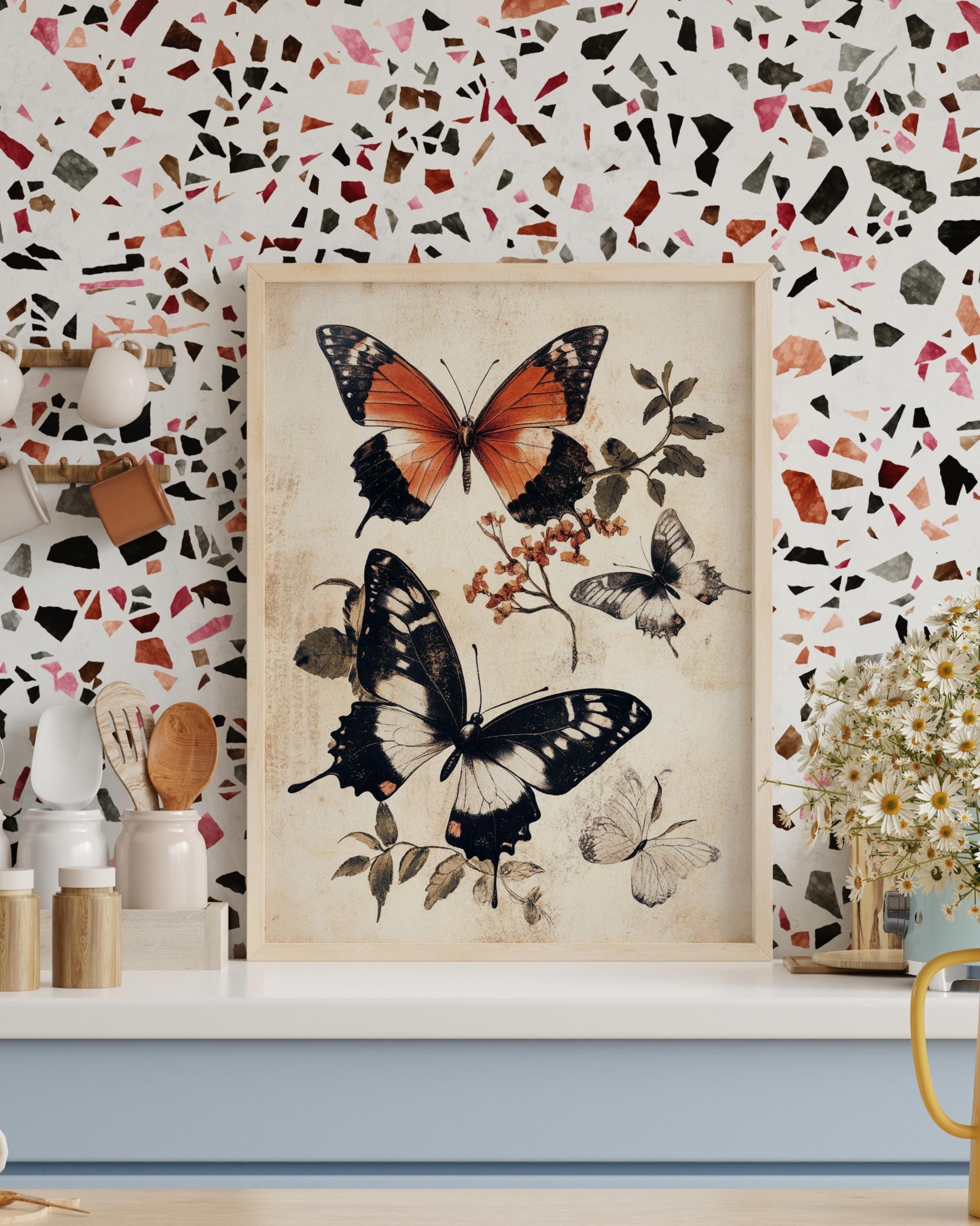 Vintage Butterfly Wall Art, Matte Vertical Posters for Home Decor, Nature-Inspired Artwork for Gifts, Eco-Friendly Art Prints