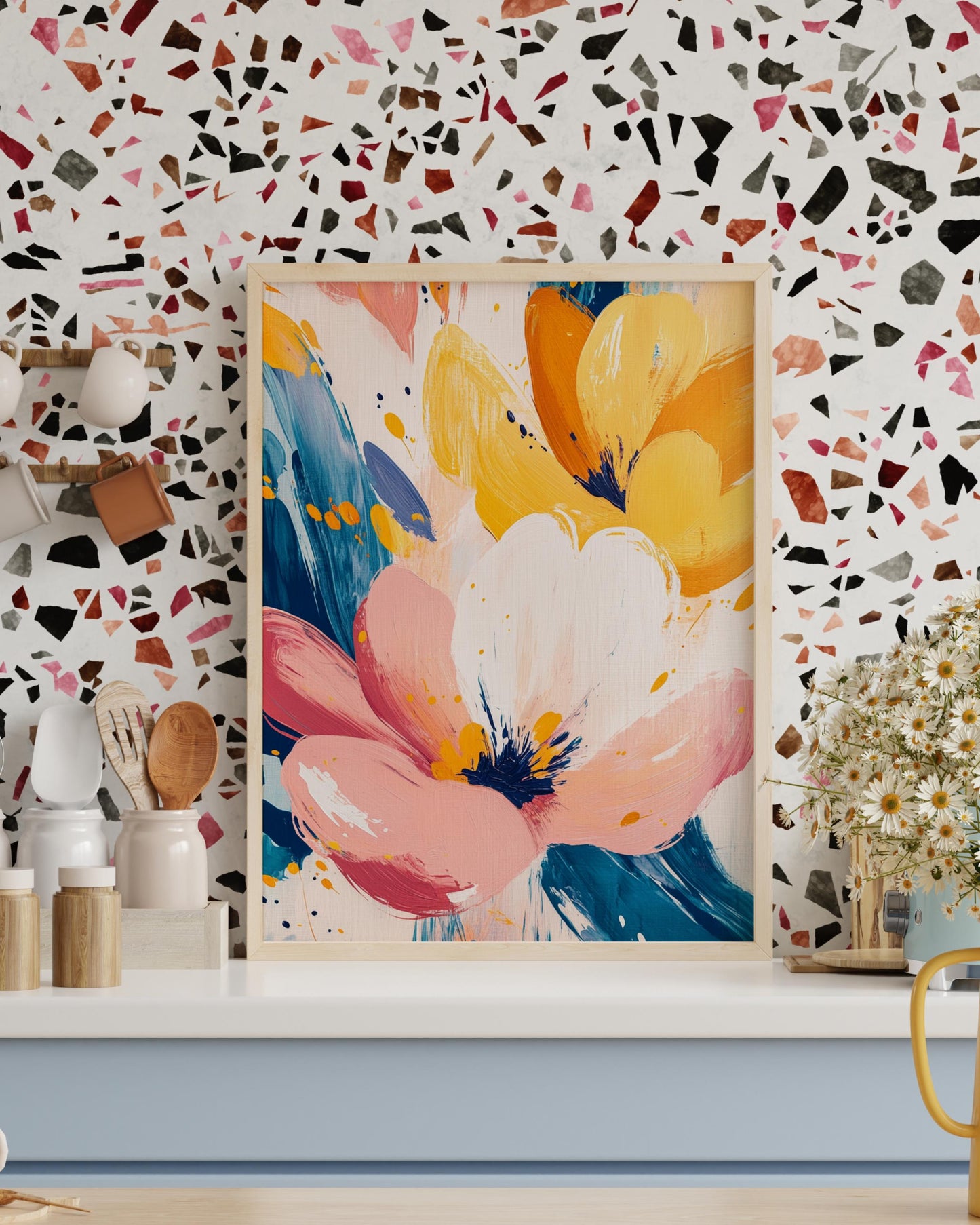 Floral Boho Matte Vertical Posters, Vibrant Flower Art for Home Decor, Colorful Wall Art, Floral Print for Gift, Nursery Wall Art