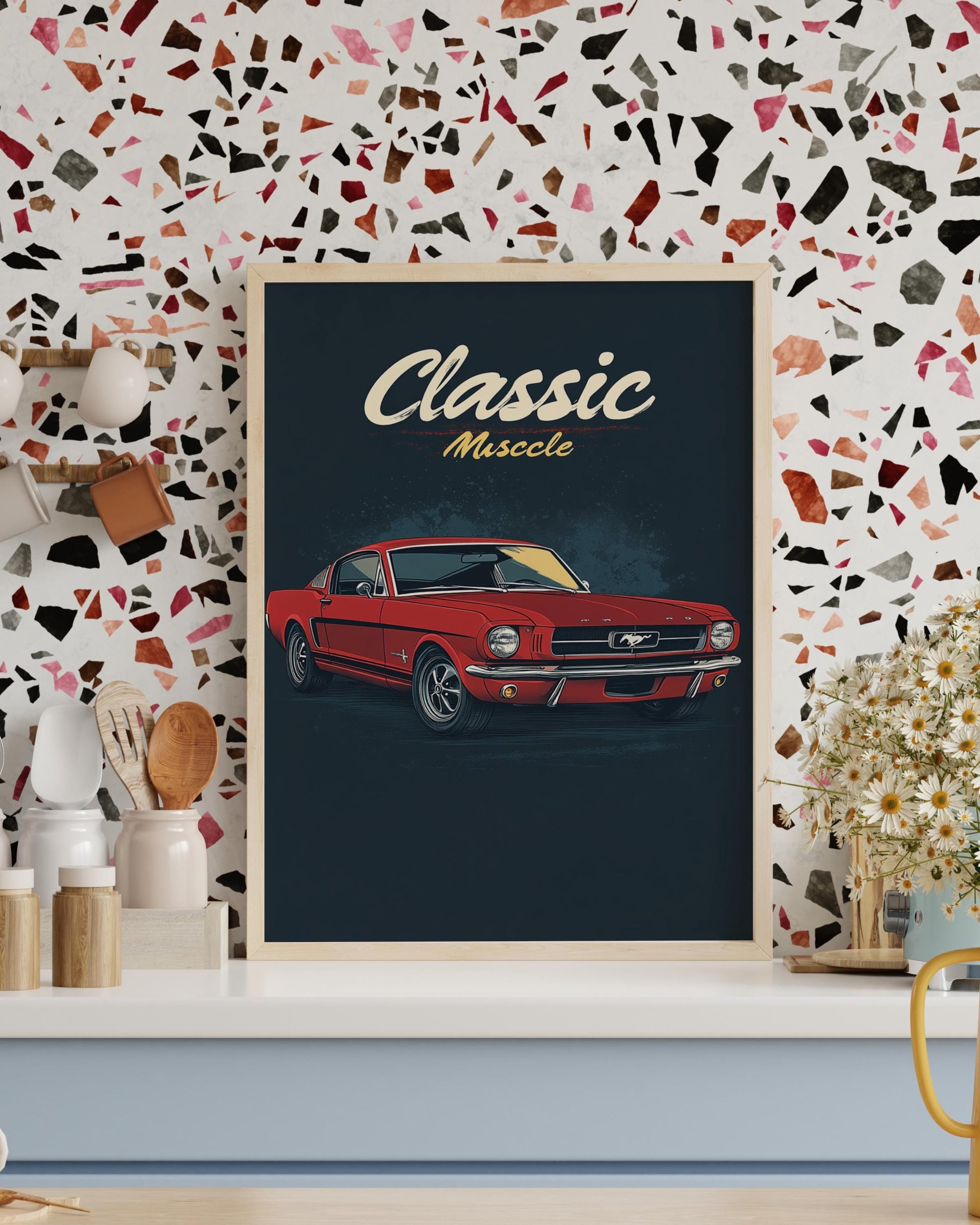 Classic Muscle Car Poster, Vintage Wall Art, Gift for Car Lovers, Retro Home Decor, Automotive Fan Art, Birthday Gift Ideas