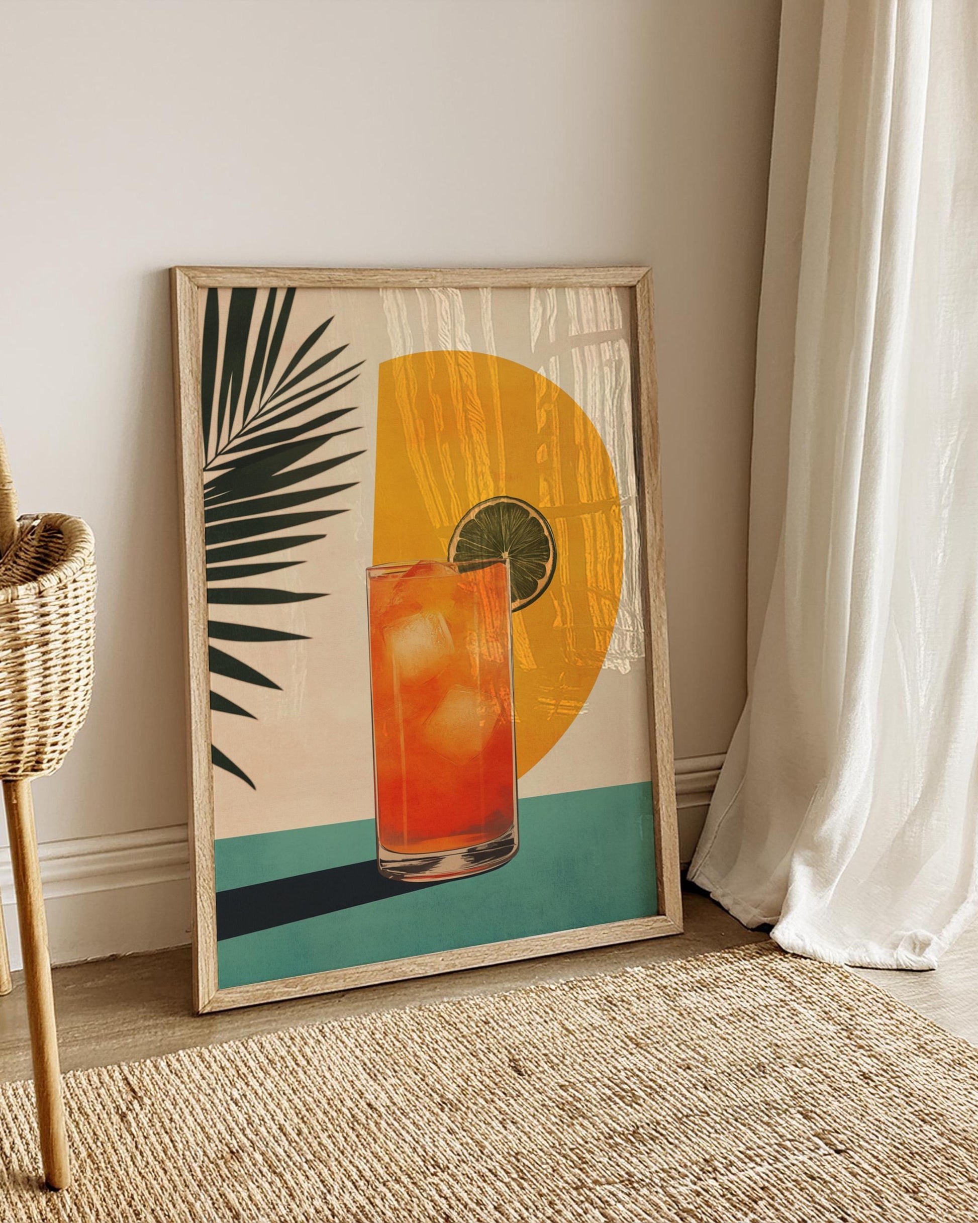 Tropical Drink Art Print, Vibrant Summer Poster, Wall Decor, Kitchen Art, Gift for Housewarming, Vacation Vibes
