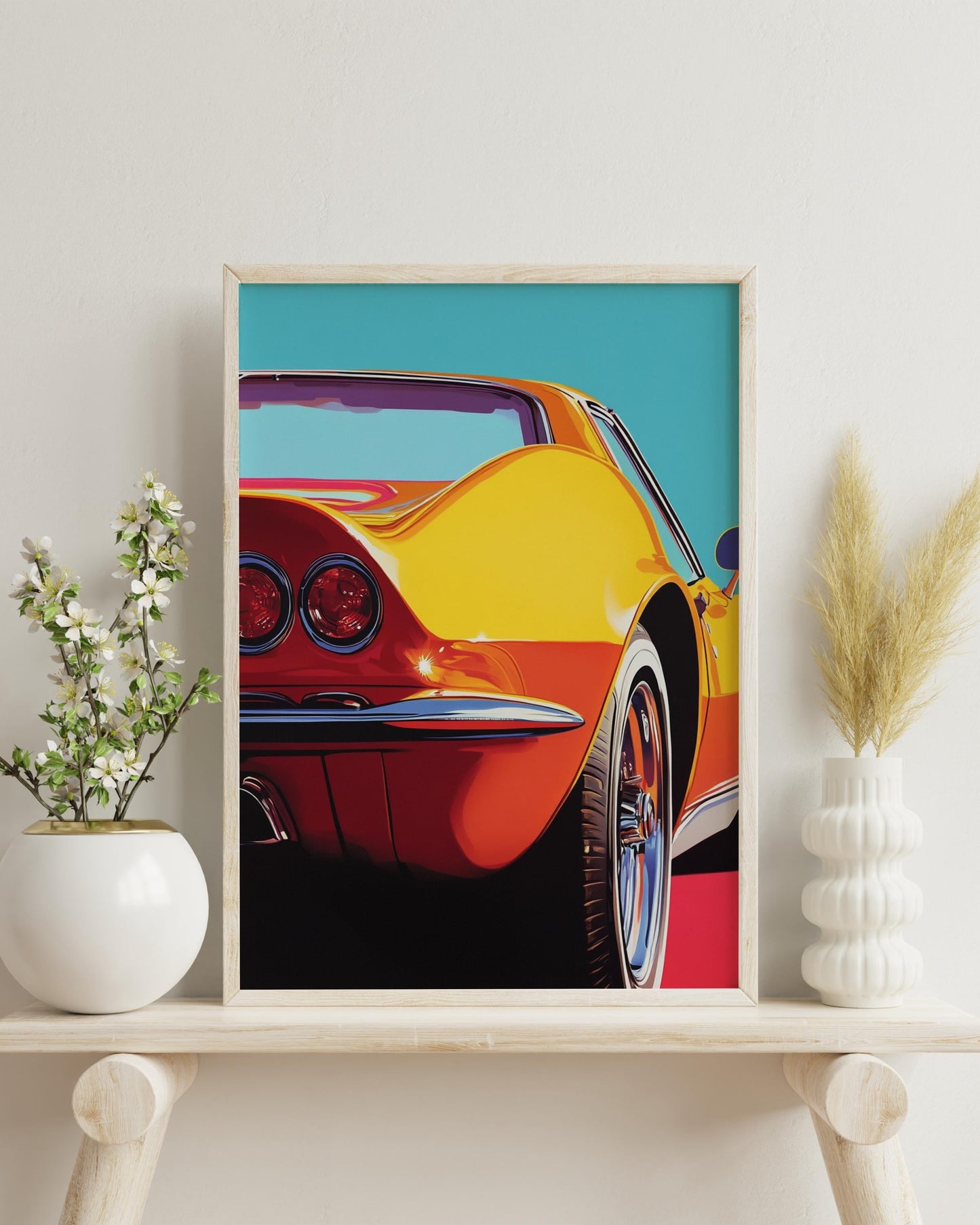 Corvette Inspired Retro Matte Poster, Wall Art for Auto Enthusiasts, Vintage Home Decor, Gift for Car Lovers, Collectible Prints