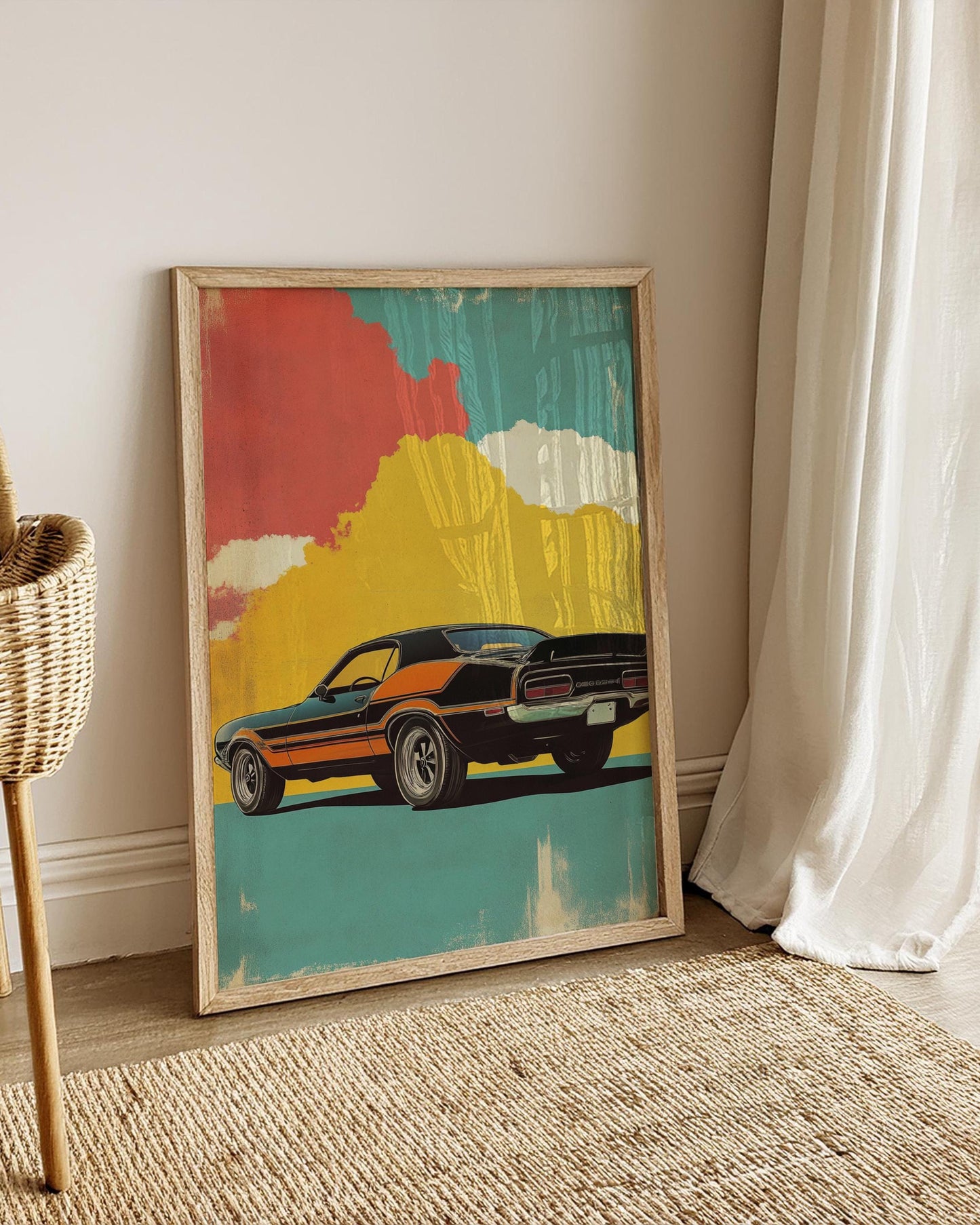Retro Muscle Car Poster - Matte Vertical Posters for Car Lovers, Vintage Car Art Print, Garage Decor, Man Cave Wall Hanging, Classic Car