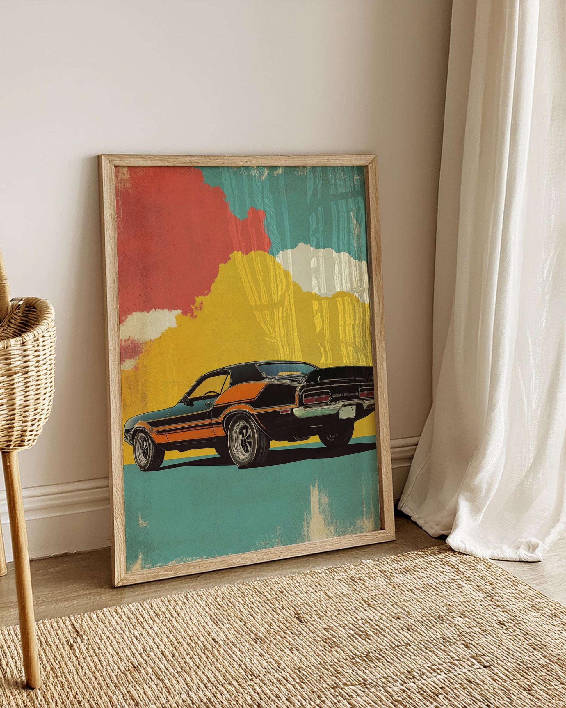 Retro Muscle Car Poster - Matte Vertical Posters for Car Lovers, Vintage Car Art Print, Garage Decor, Man Cave Wall Hanging, Classic Car