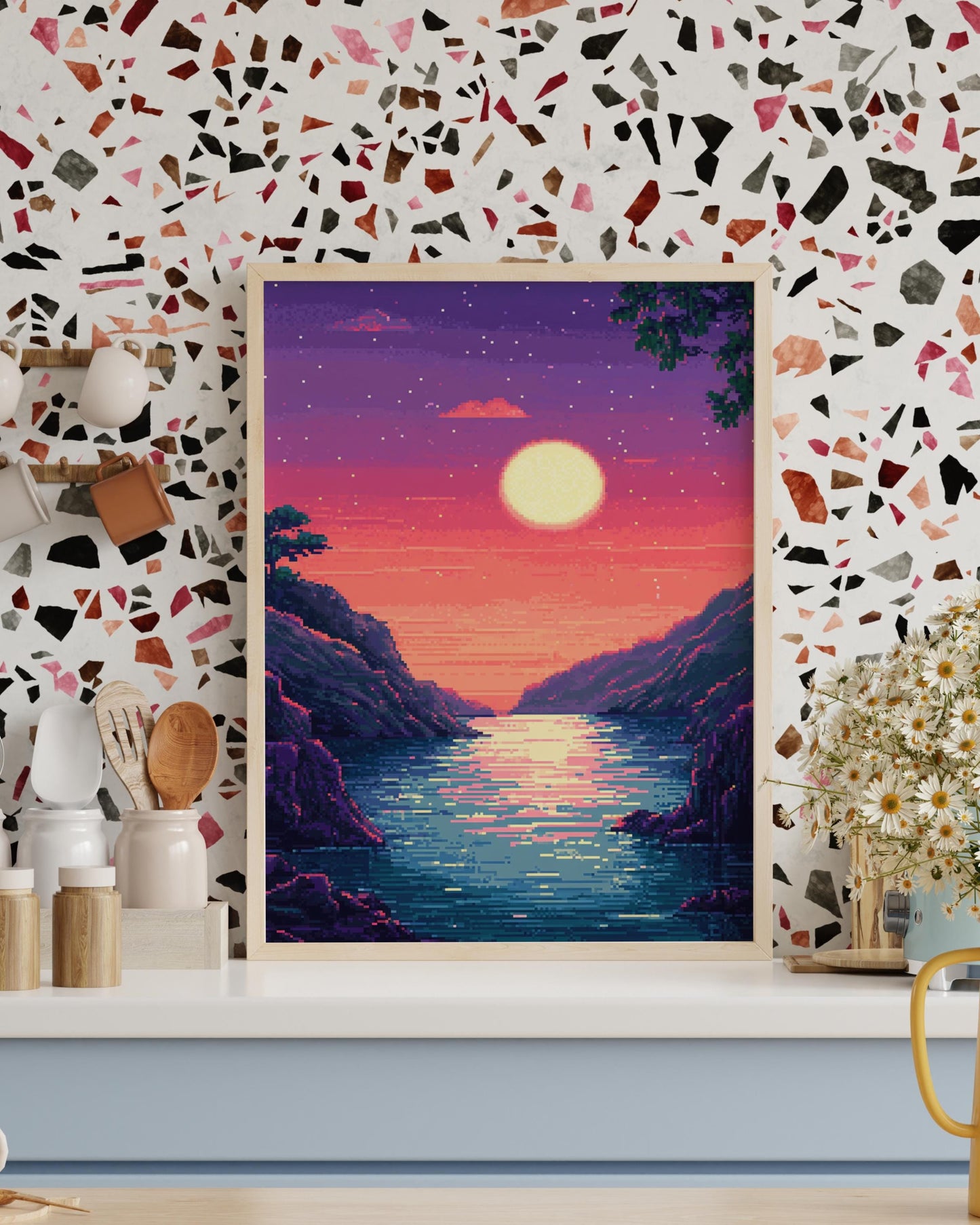 Serene Sunset Matte Vertical Posters, Art Print, Wall Decor, Gift for Nature Lovers, Vintage Aesthetic for Home