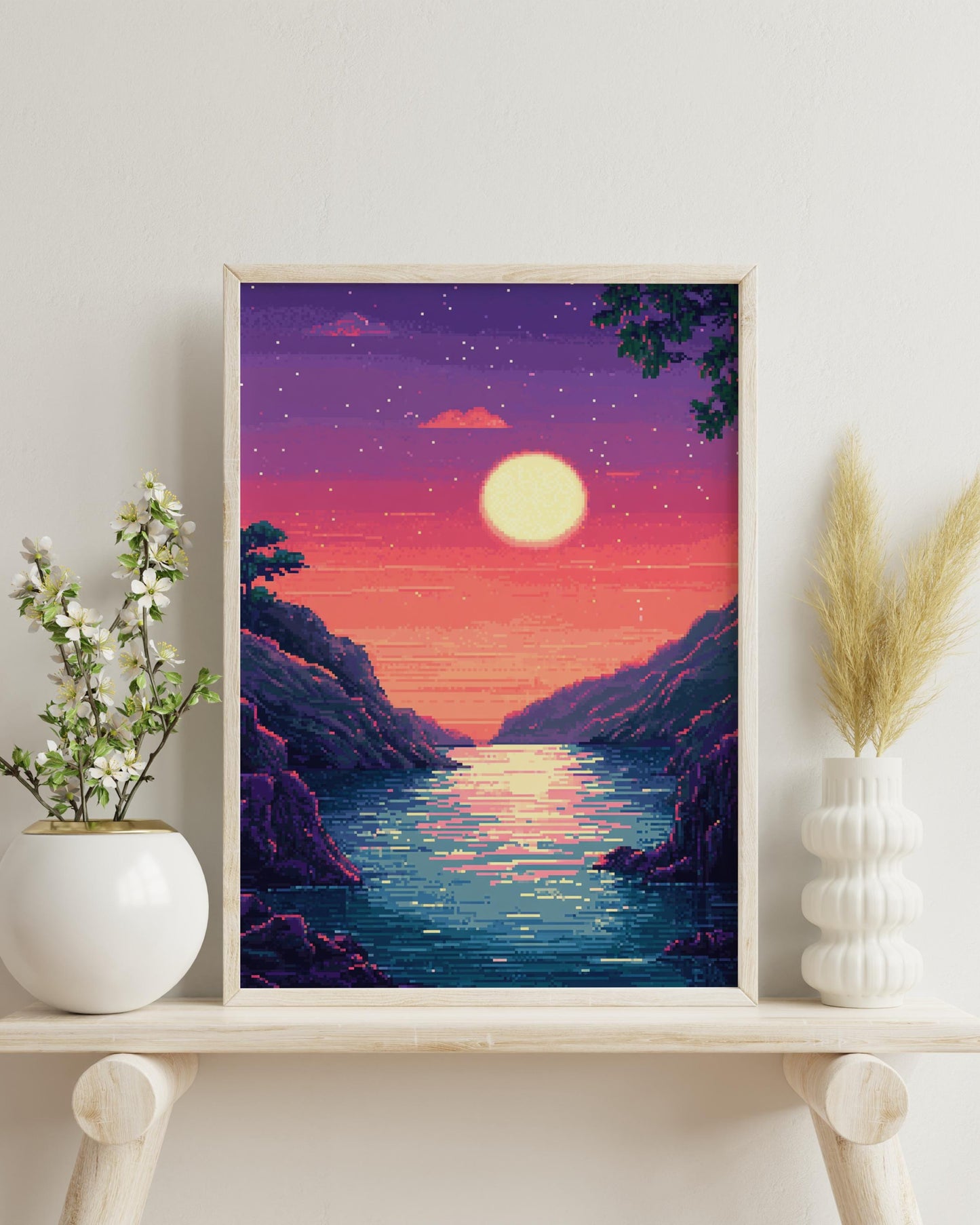 Serene Sunset Matte Vertical Posters, Art Print, Wall Decor, Gift for Nature Lovers, Vintage Aesthetic for Home