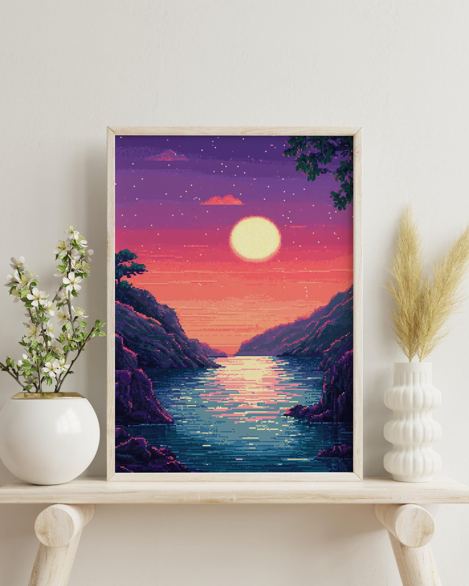 Serene Sunset Matte Vertical Posters, Art Print, Wall Decor, Gift for Nature Lovers, Vintage Aesthetic for Home