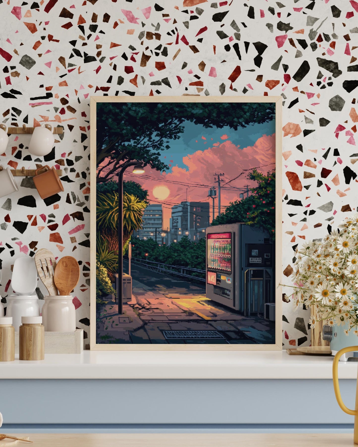 Vintage Aesthetic Matte Vertical Posters, Urban Sunset Art, Retro Room Decor, Gifts for Home, Wall Art Print, Cityscape Decor