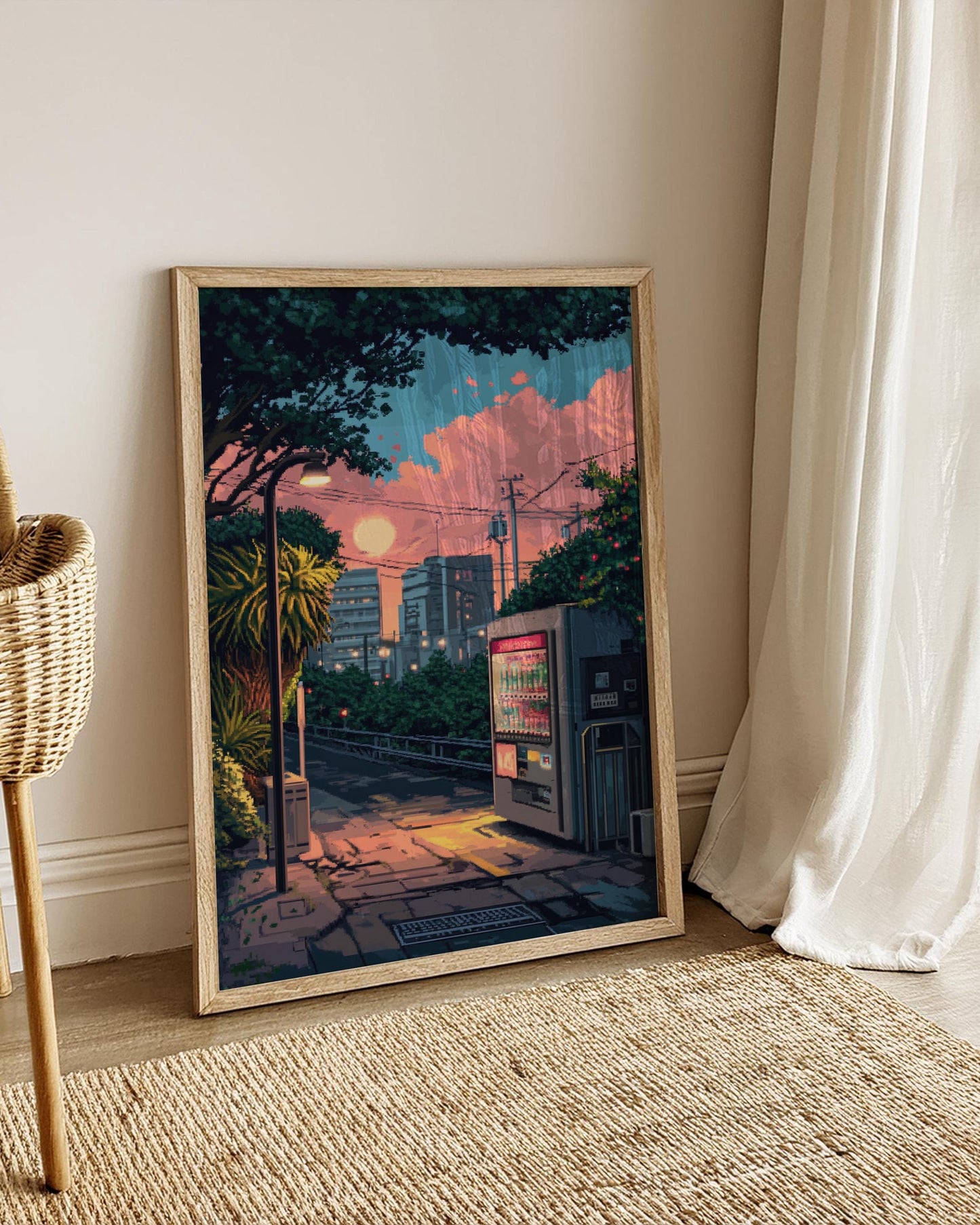 Vintage Aesthetic Matte Vertical Posters, Urban Sunset Art, Retro Room Decor, Gifts for Home, Wall Art Print, Cityscape Decor