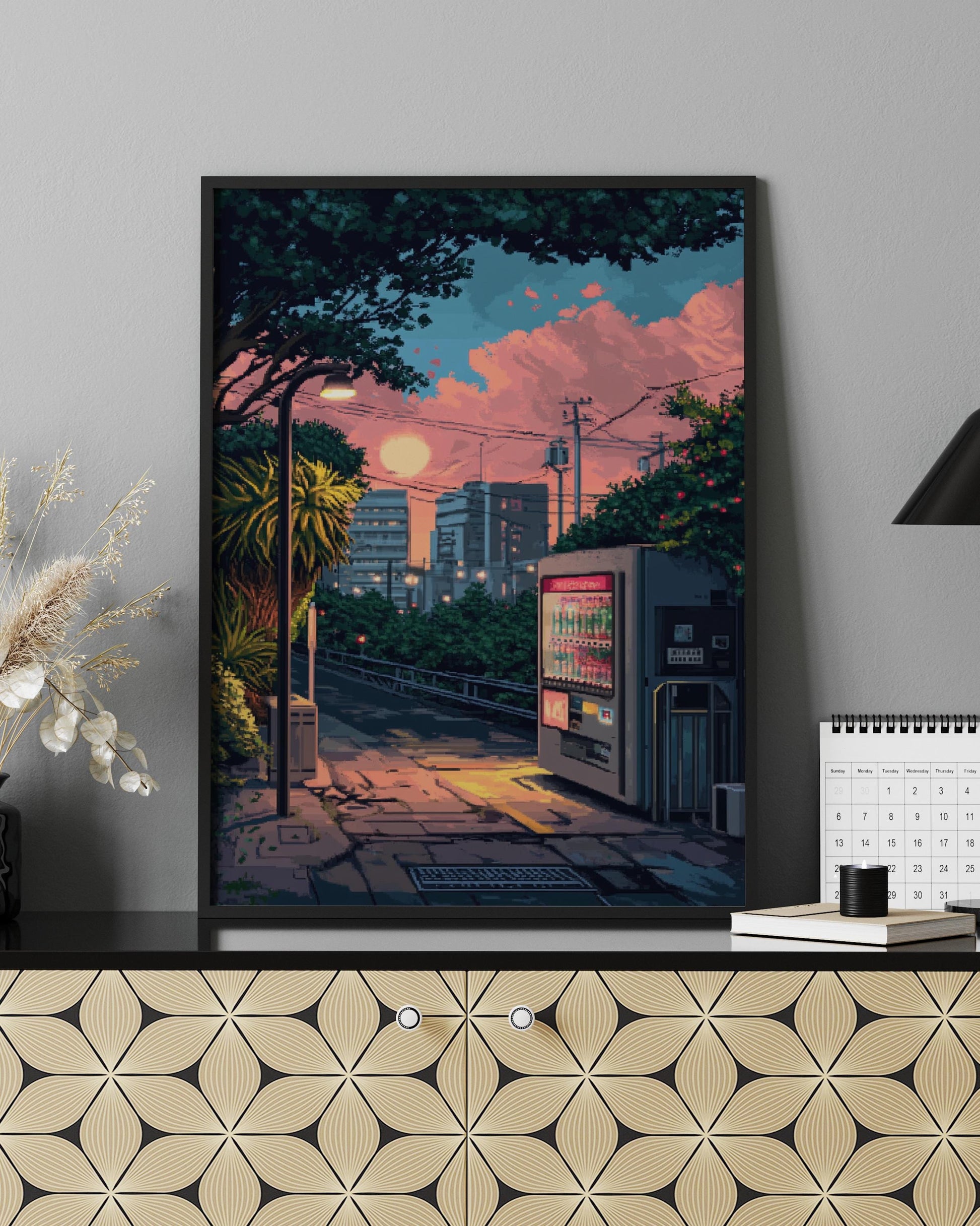 Vintage Aesthetic Matte Vertical Posters, Urban Sunset Art, Retro Room Decor, Gifts for Home, Wall Art Print, Cityscape Decor