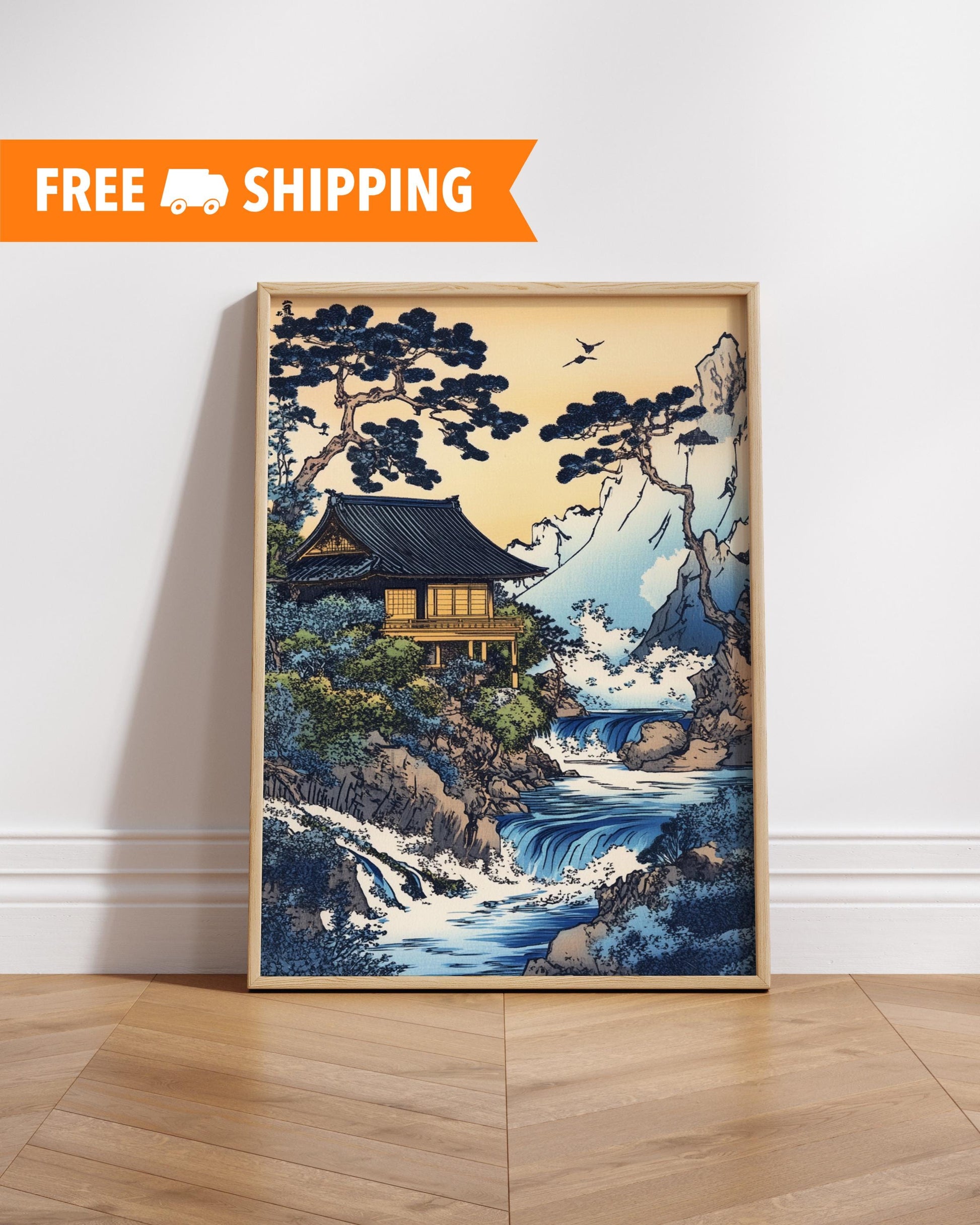 Japanese Landscape Art Poster, Serene Wall Decor, Nature Prints, Home Decoration, Gift for Art Lovers, Zen Aesthetic