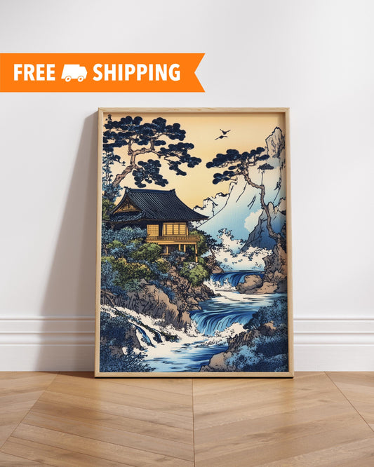 Japanese Landscape Art Poster, Serene Wall Decor, Nature Prints, Home Decoration, Gift for Art Lovers, Zen Aesthetic