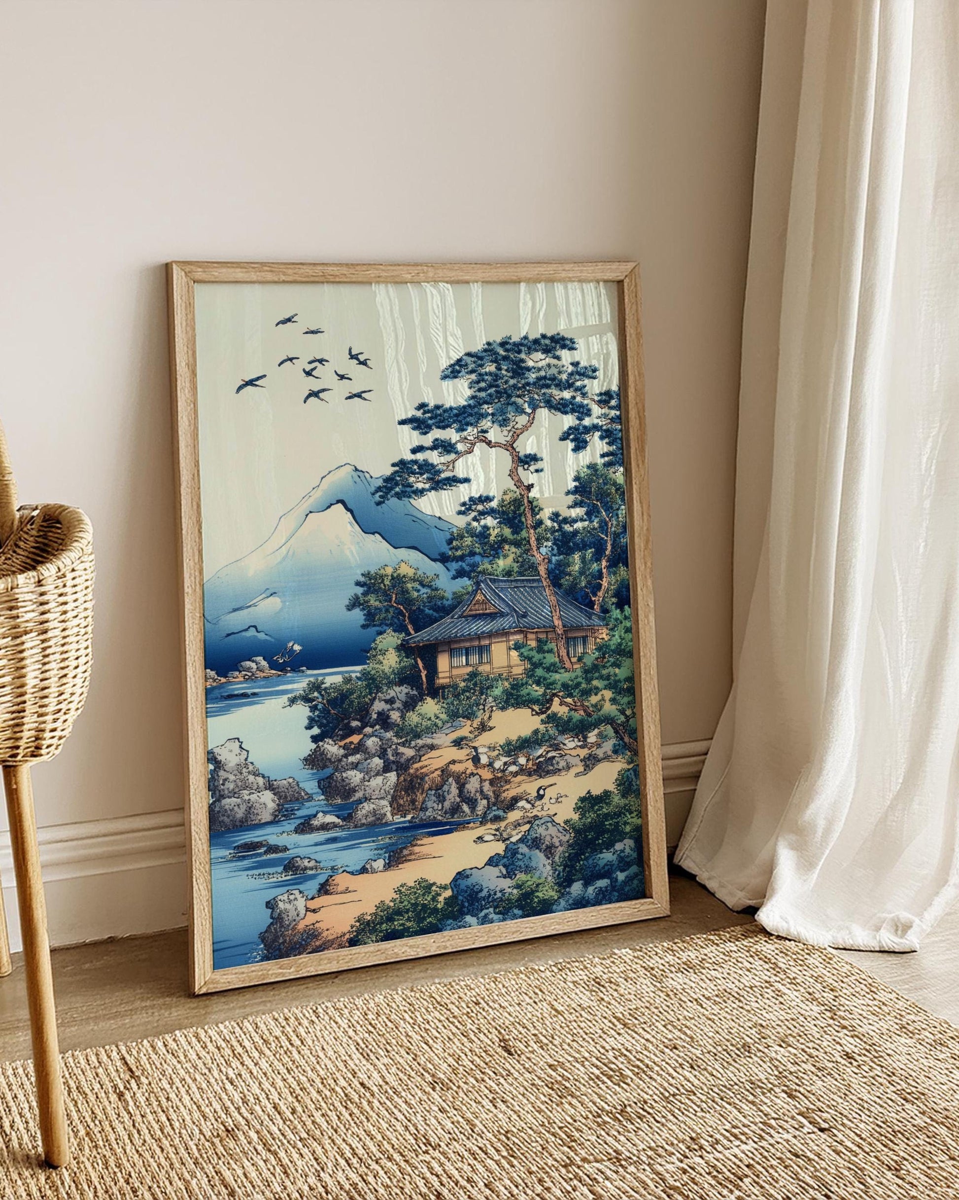 Japanese Landscape Matte Vertical Poster, Tranquil Wall Art, Home Decor, Nature Print, Gift for Art Lovers, Meditation Decor